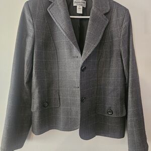 Pendleton Charcoal Checkered Womens  Blazer 100% Virgin Wool Size 8